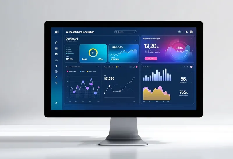 Desktop monitor showing an AI analytics dashboard